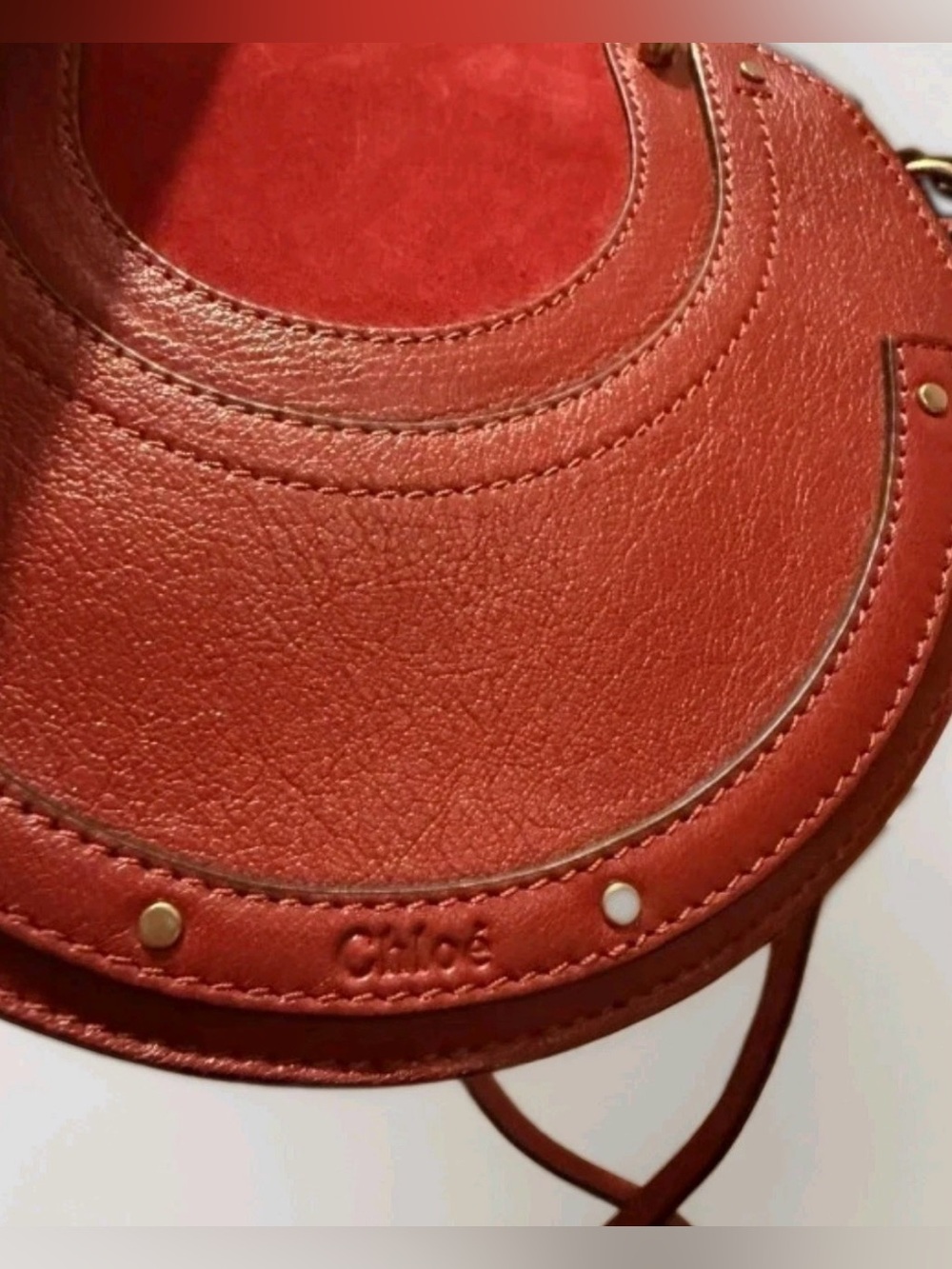 🔥100%Authentic Chloe Pixie Small Red Round Shoulder Crossbody Suede Leather Bag🔥 - Picture 12 of 13